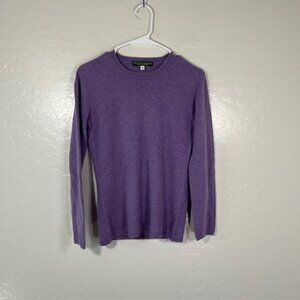 House of Edinburgh Cashmere Sweater Womens XS Crew Neck Pullover Purple FLAW